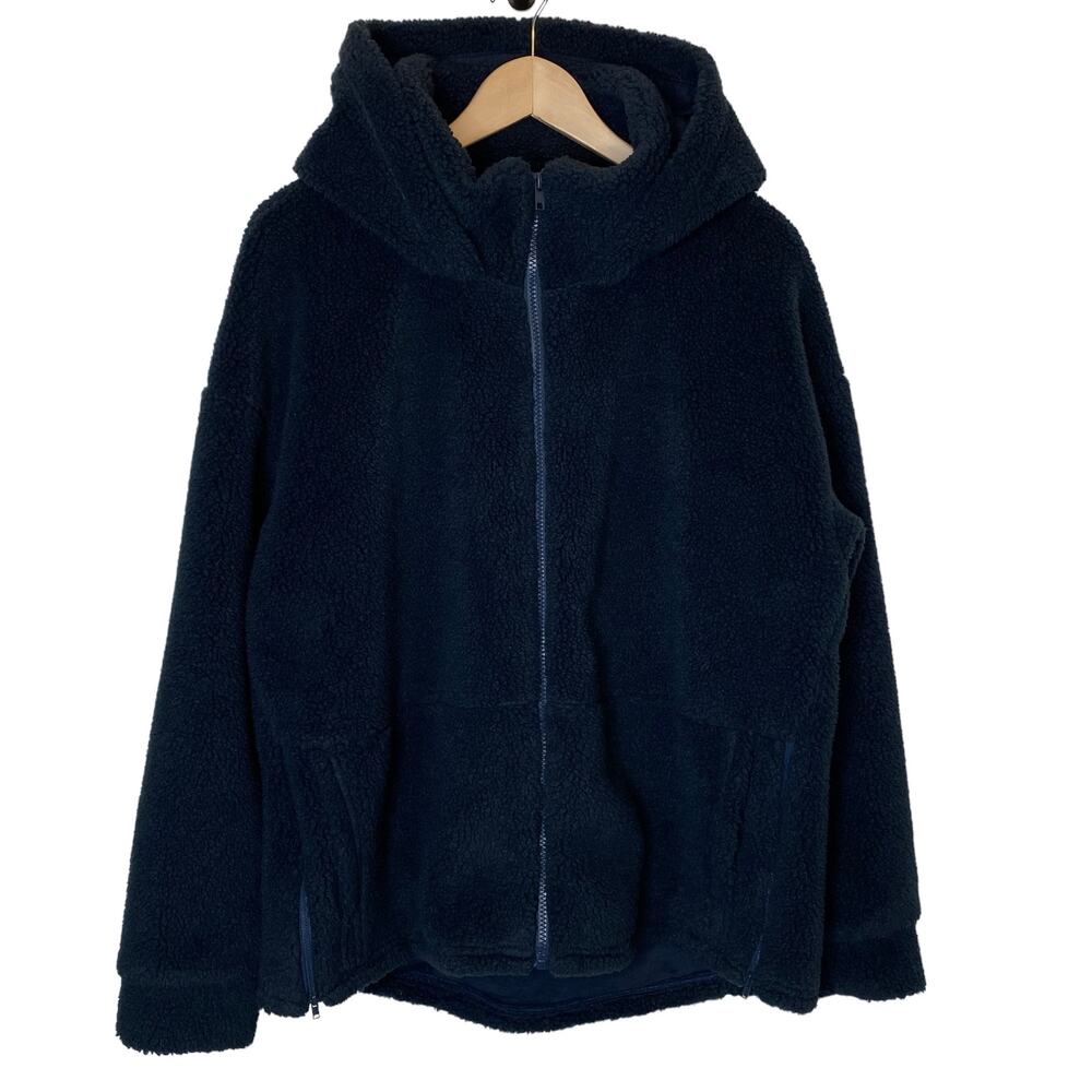 Fabletics Navy Black Teddy Fleece Hooded Jacket